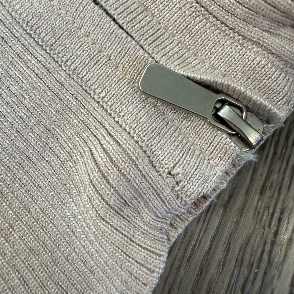 Beige Ribbed Zip-Up Cardigan size medium - Picture 7 of 10